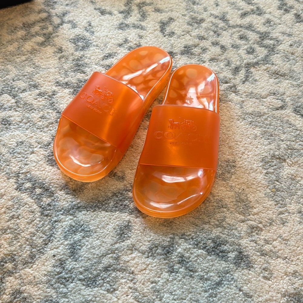 NWT Coach Ulyssa Rubber Slides Candied Orange 7